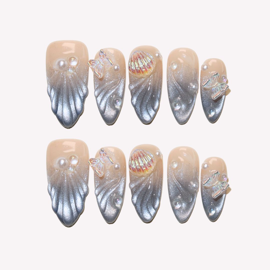 Starlit Fairytale - Ersa Nails Nude Silver PressOnNails