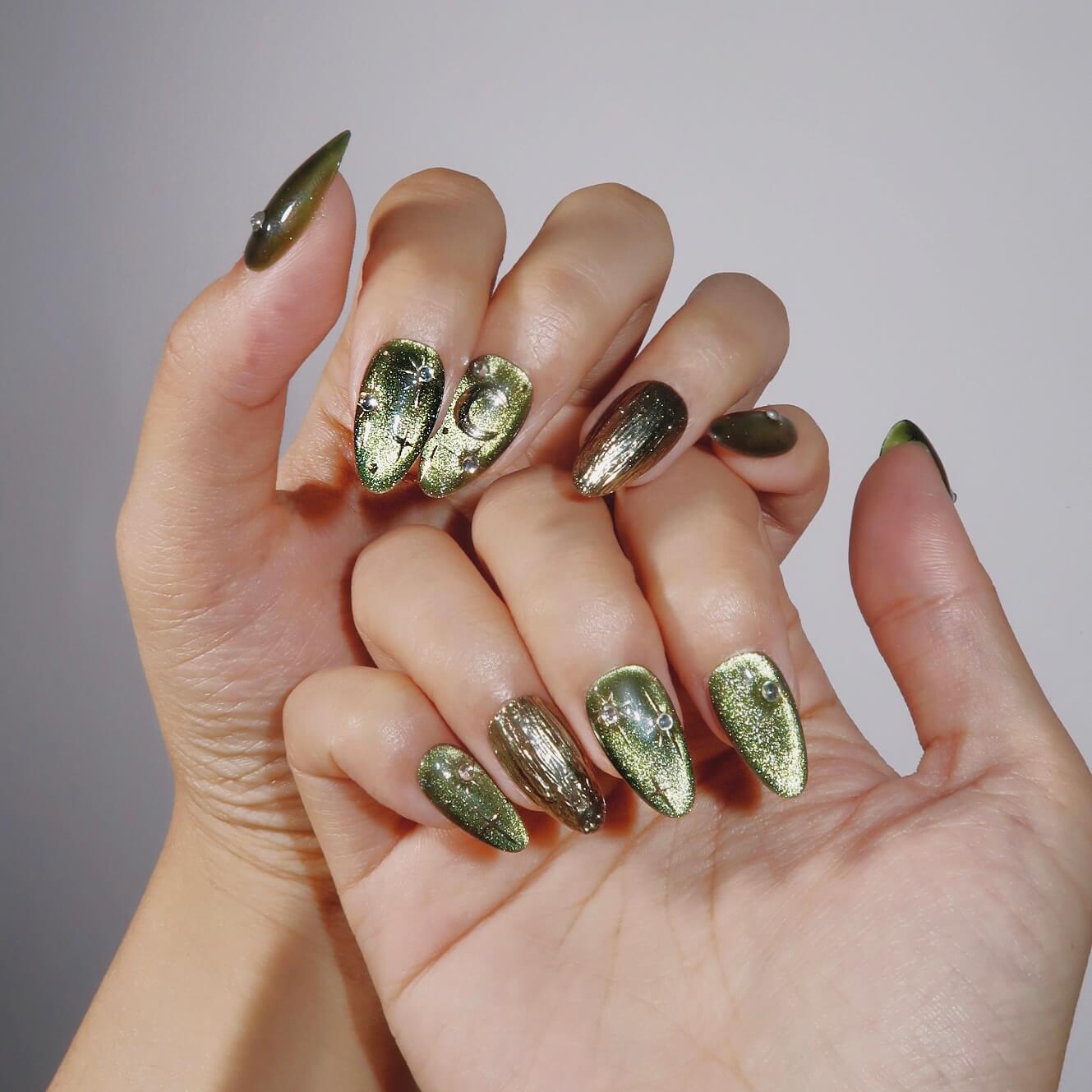 Starry Olive - Ersa Nails Jade Gold PressOnNails