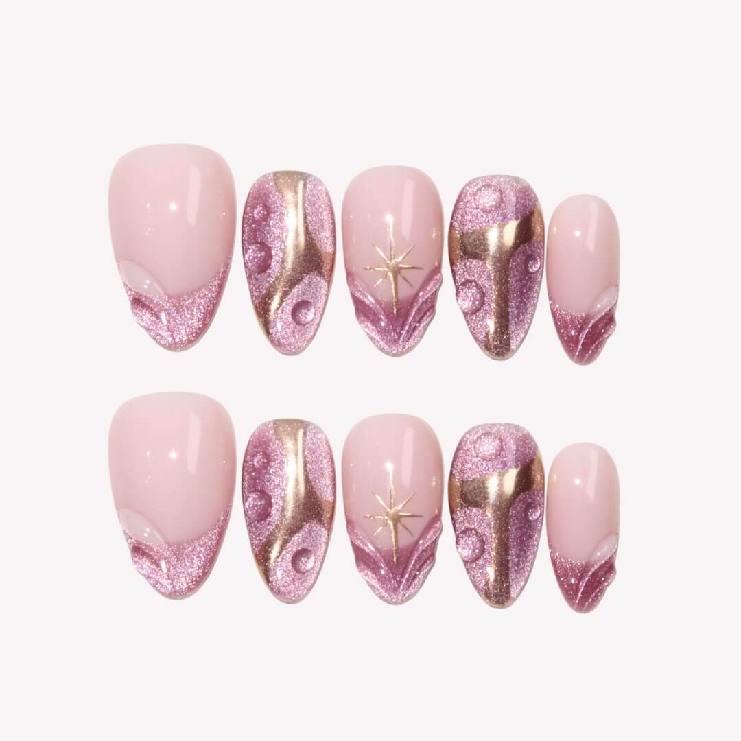 Starry Pink - Ersa Nails Pink Gold PressOnNails