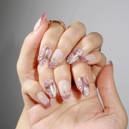 Starry Pink - Ersa Nails Pink Gold PressOnNails