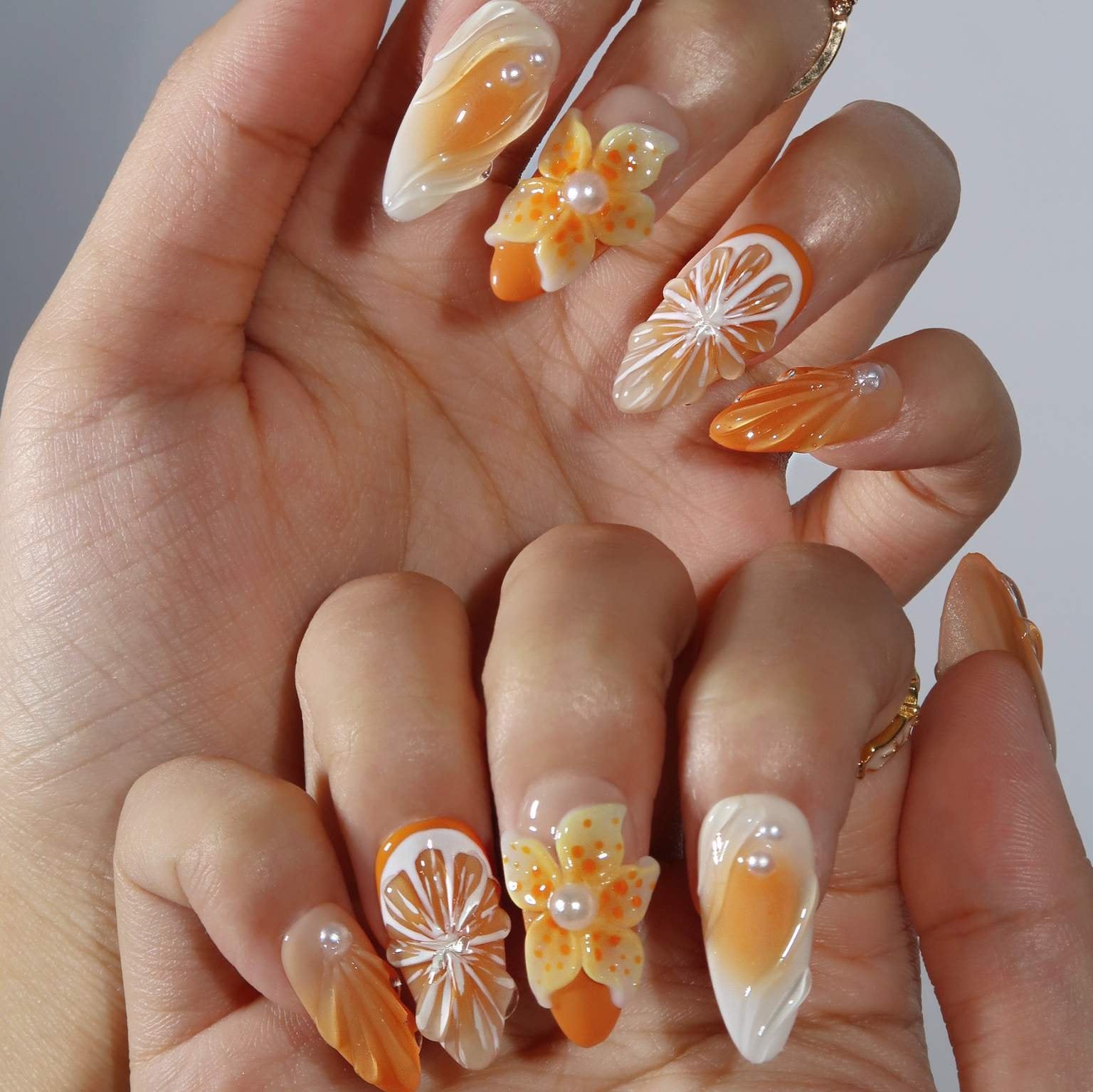 Sun Crush - Ersa Nails White Orange PressOnNails