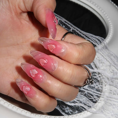 Sweetheart - Ersa Nails Red Pink Med Almond PressOnNails