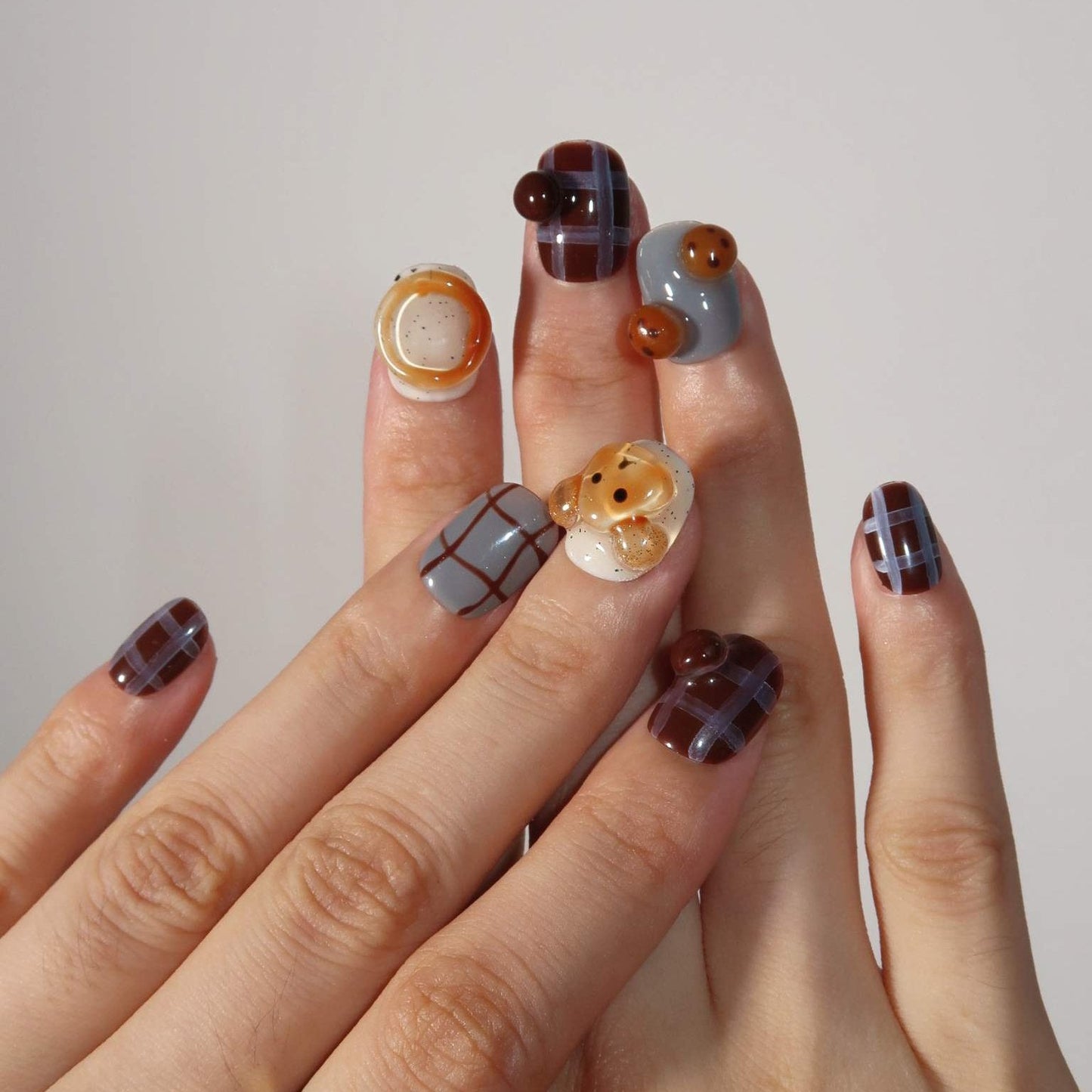 Teddy Bear - Ersa Nails Brown PressOnNails