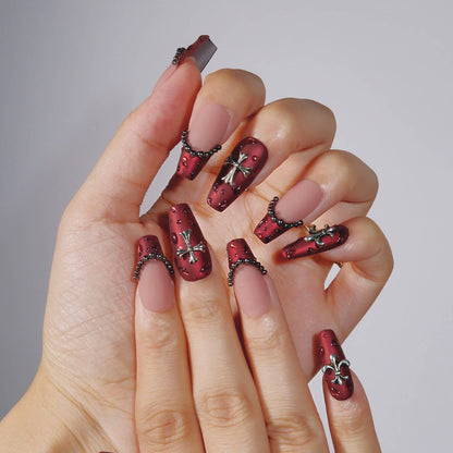 Velvet Allure - Ersa Nails Nude Red PressOnNails