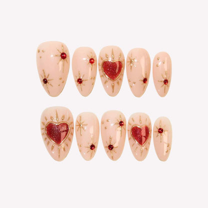 Venus's Embrace - Ersa Nails Nude Red Gold PressOnNails