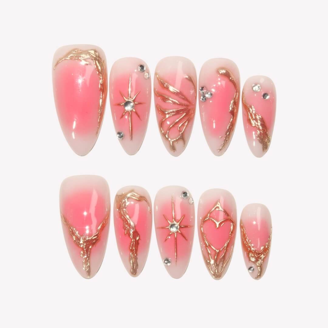 With Love - Ersa Nails Pink Gold PressOnNails