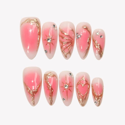 With Love - Ersa Nails Pink Gold PressOnNails