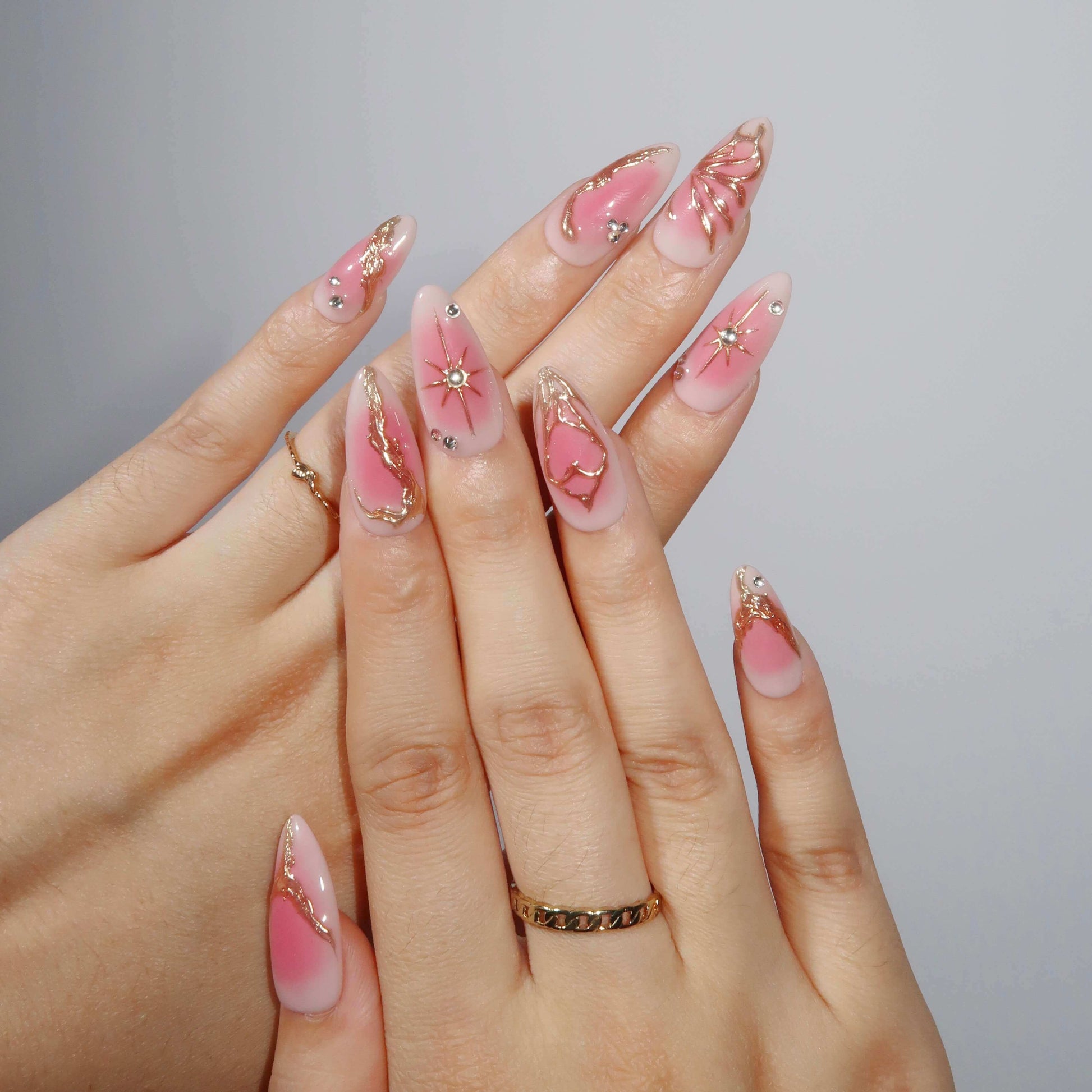 With Love - Ersa Nails Pink Gold PressOnNails